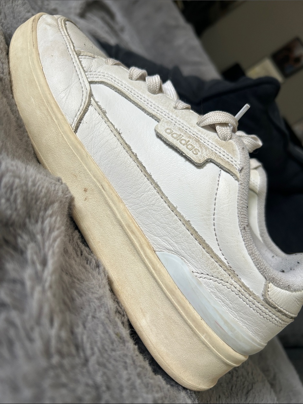 adidas Off-White Leather Lace-Up Sneaker